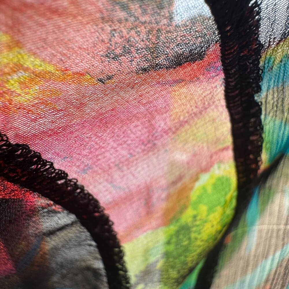 Chico's Silk Blend Patchwork Button Up Sheer Blou… - image 7